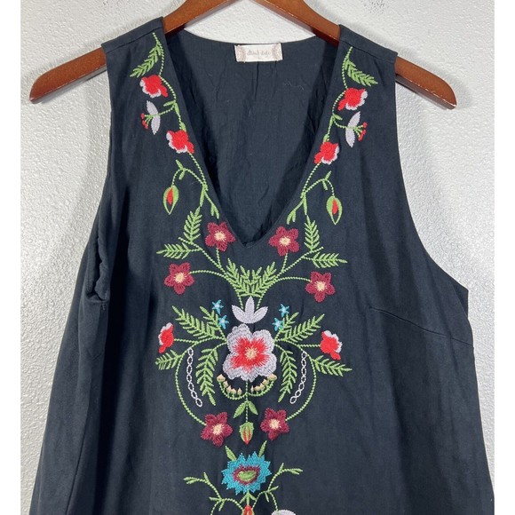 Altar'd Sate Faux Suede Embroidered Flowers V Neck Dress Fully Lined Size L - Picture 3 of 11